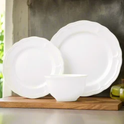 Godinger Madison White Stoneware 12 Piece Dinnerware Set, Service for 4