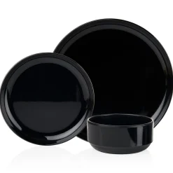 Sale Godinger Marbella Black Stacking Melamine Dinner Plate, Set of 4