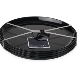 Sale Godinger Marbella Black Stacking Melamine Dinner Plate, Set of 4