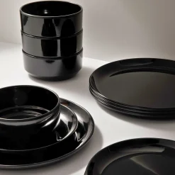 Sale Godinger Marbella Black Stacking Melamine Cereal Bowl, Set of 4