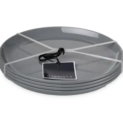 New Godinger Marbella Grey Stacking Melamine Dinner Plate, Set of 4