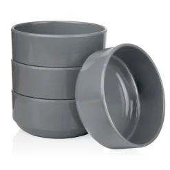 New Godinger Marbella Grey Stacking Melamine Cereal Bowl, Set of 4
