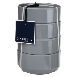 New Godinger Marbella Grey Stacking Melamine Cereal Bowl, Set of 4