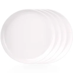 New Godinger Marbella White Stacking Melamine Dinner Plate, Set of 4