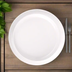 New Godinger Marbella White Stacking Melamine Dinner Plate, Set of 4