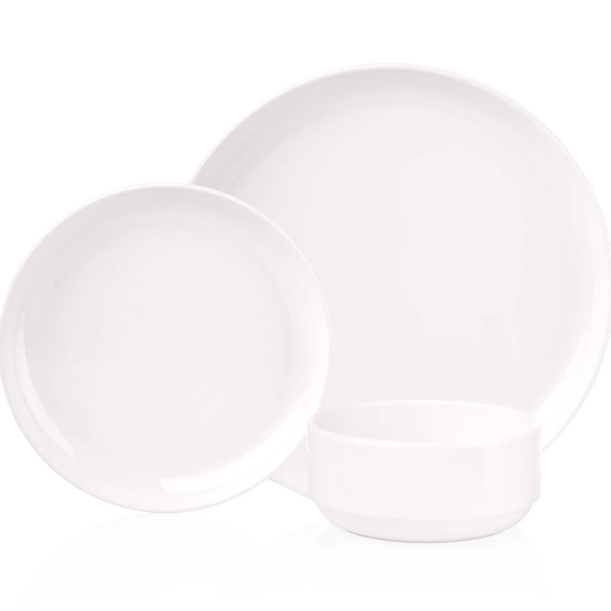 New Godinger Marbella White Stacking Melamine Dinner Plate, Set of 4