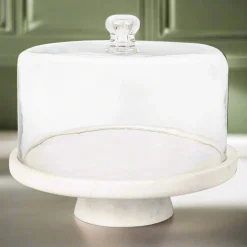 Discount Godinger Marble Footed Cake Stand With Dome
