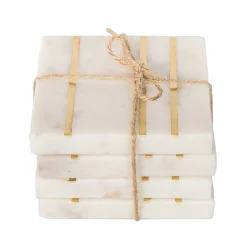 Outlet Godinger Marble Square Inlay Coaster Set