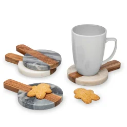 Discount Godinger Marble & Wood Paddleboard Coaster Set