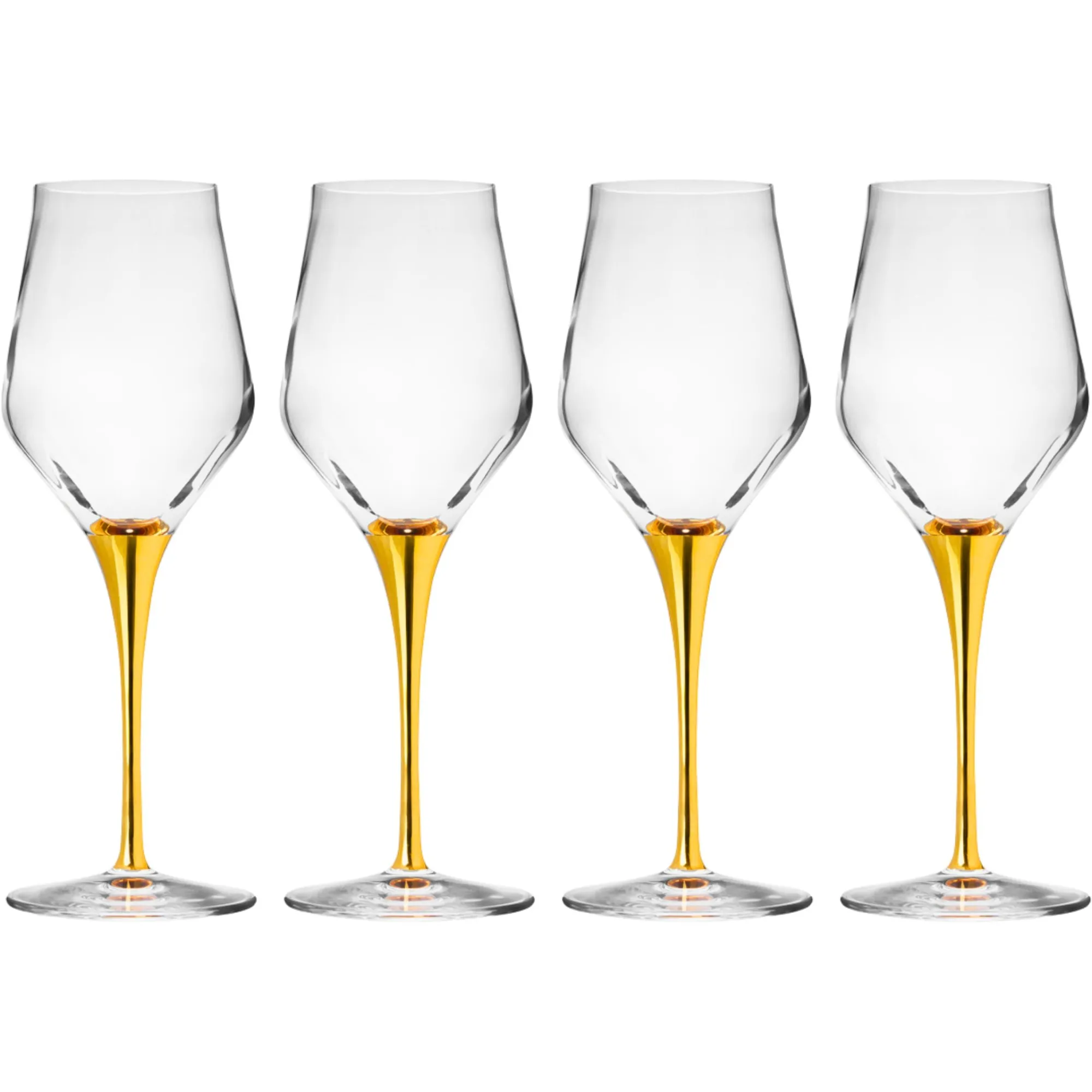 New Godinger Marcella Gold Stem White Wine, Set of 4