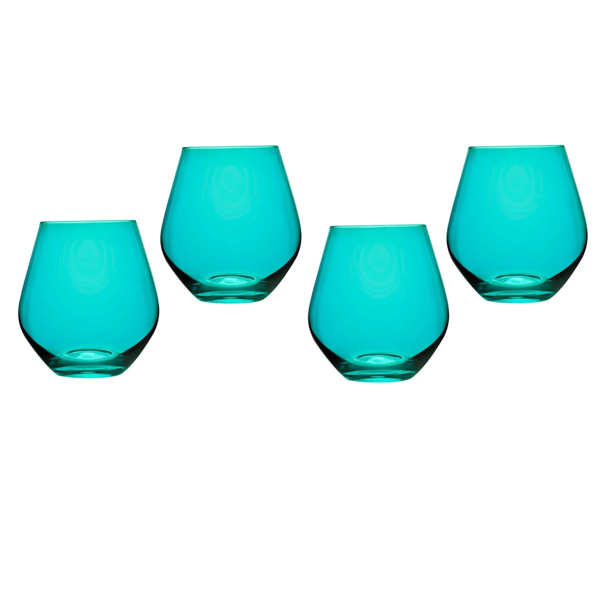 Best Godinger Meridian Stemless Teal Wine Glass, Set of 4