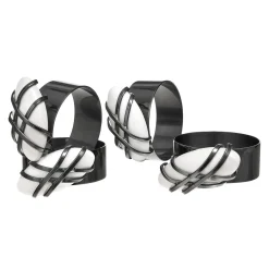 Clearance Godinger Midnight Pebble Napkin Ring Set