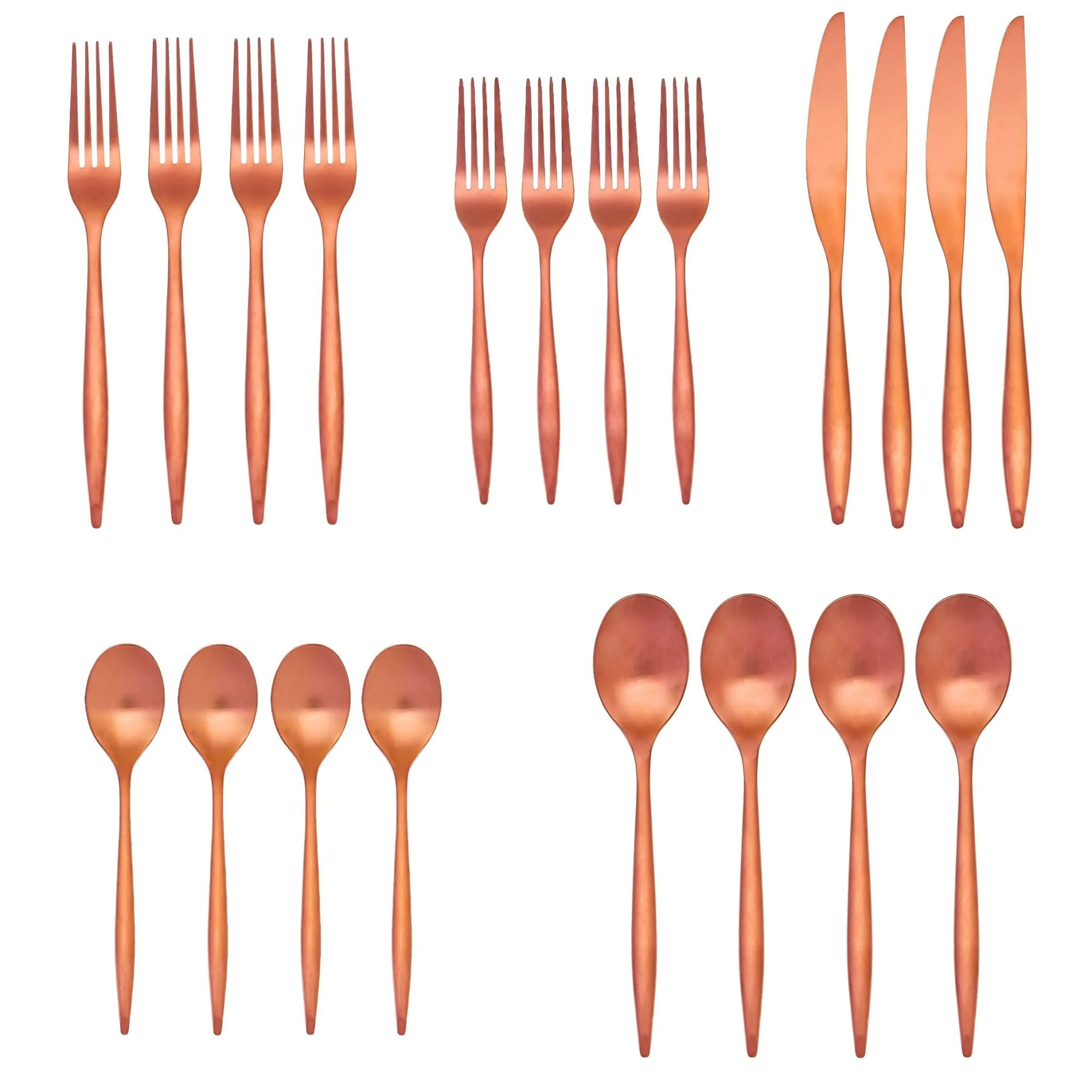 Sale Godinger Milano Matte Copper 18/10 Stainless Steel 20 Piece Flatware Set, Service For 4