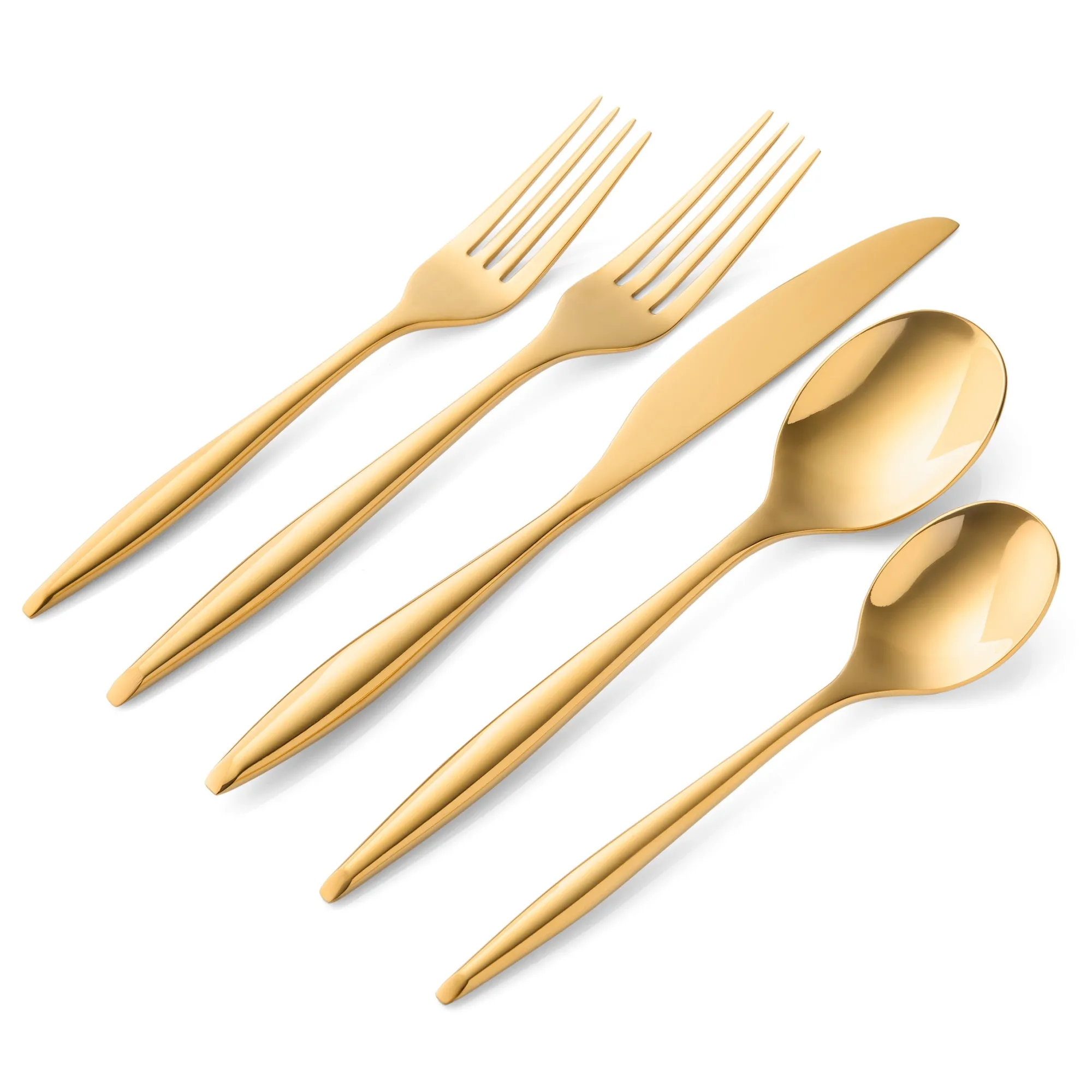 Hot Godinger Milano Mirrored Gold 18/10 Stainless Steel 20 Piece Flatware Set, Service For 4