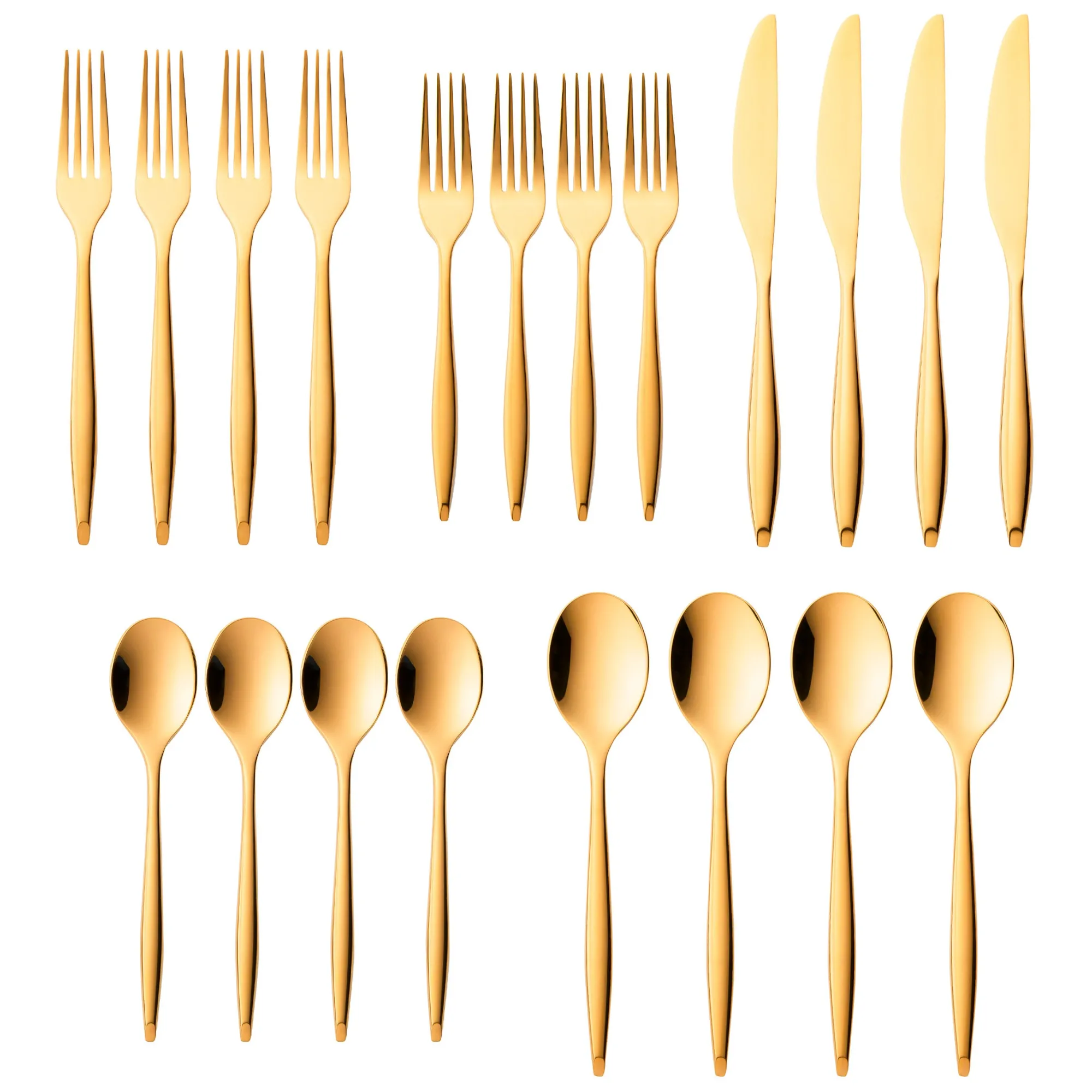Hot Godinger Milano Mirrored Gold 18/10 Stainless Steel 20 Piece Flatware Set, Service For 4