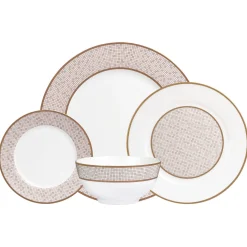 Best Godinger Mossaic Bone China 16 Piece Dinnerware Set, Service for 4