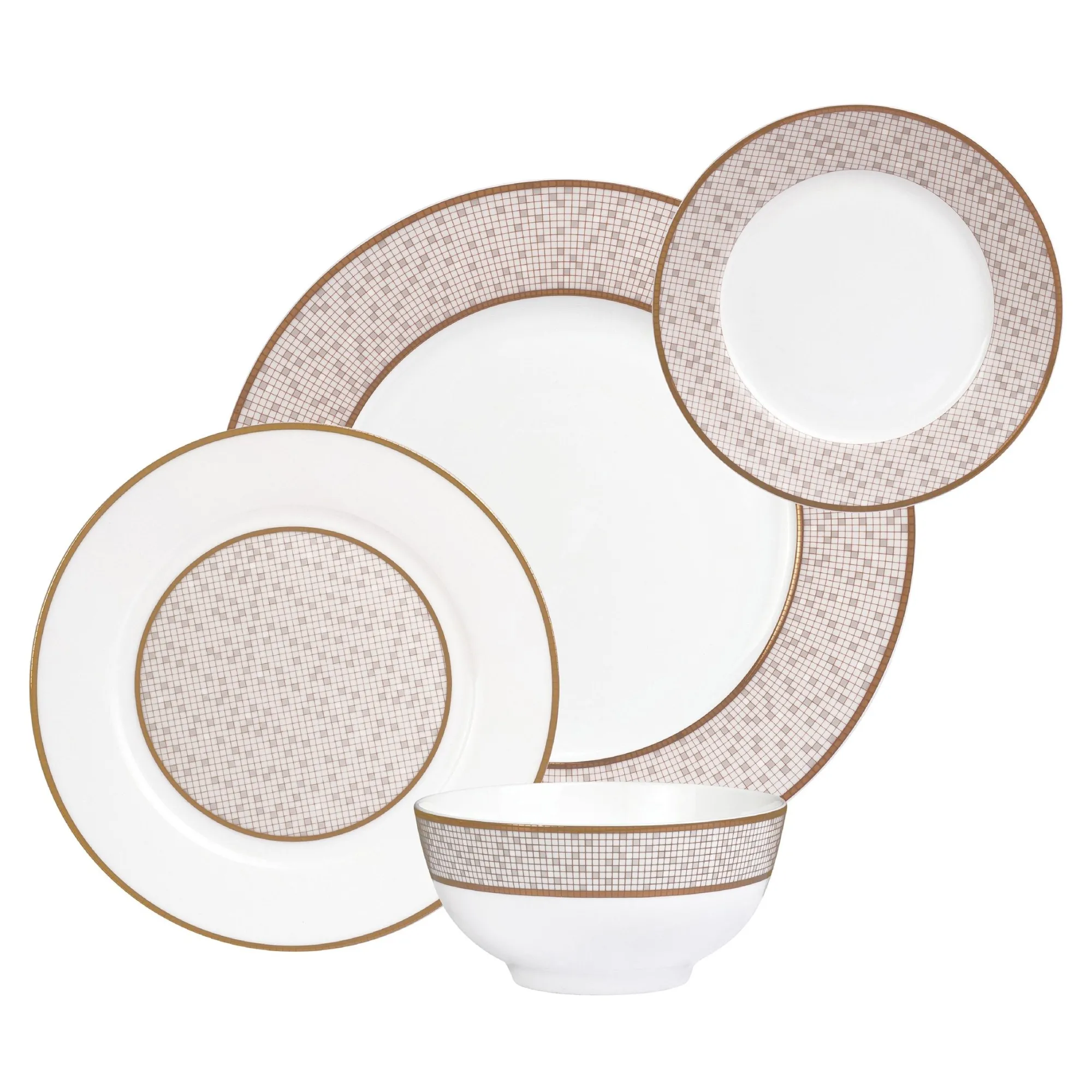 Best Godinger Mossaic Bone China 16 Piece Dinnerware Set, Service for 4