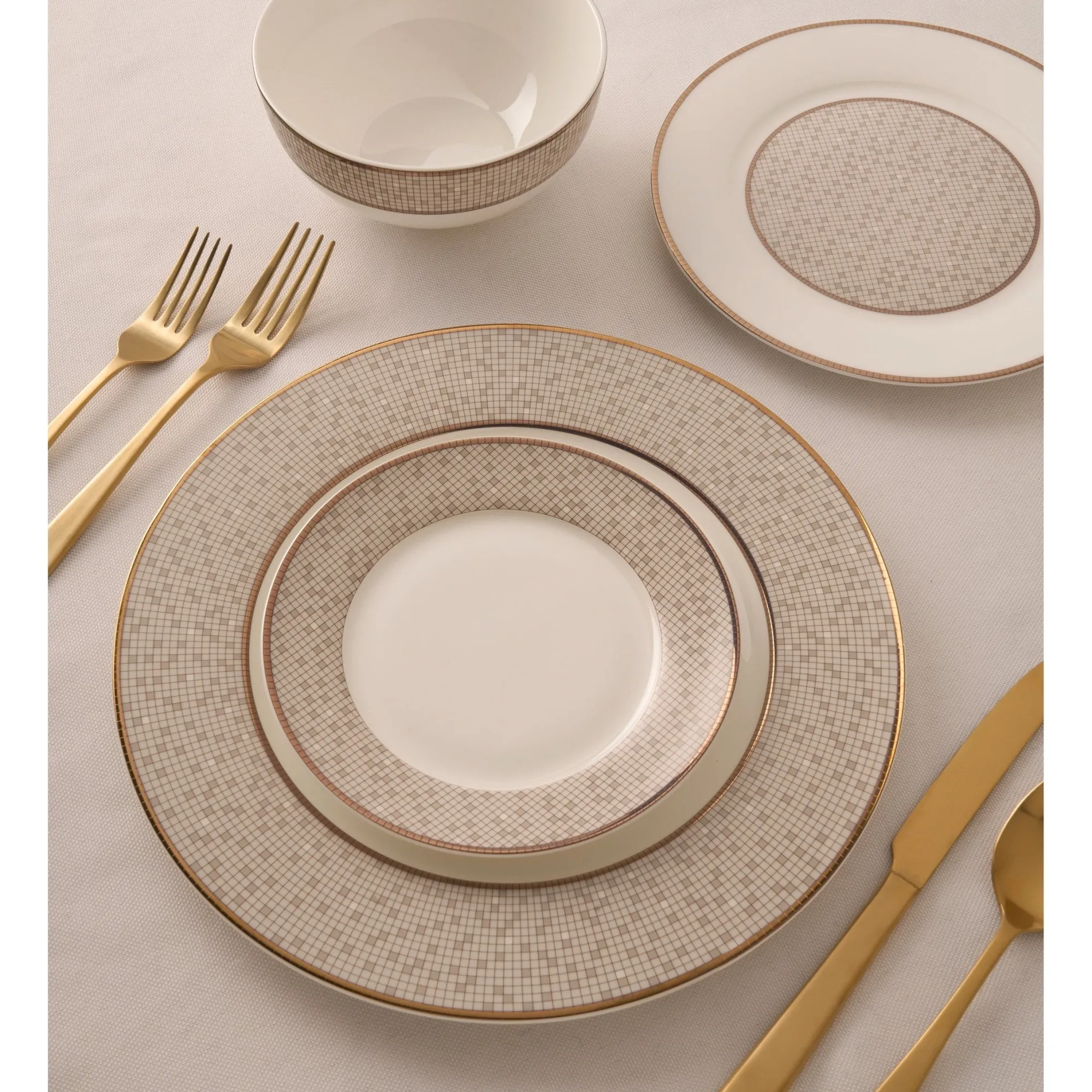 Best Godinger Mossaic Bone China 16 Piece Dinnerware Set, Service for 4
