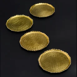 Outlet Godinger Munro Black and Gold Hammered Coaster Set