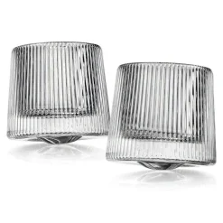 New Godinger Orbit Spinning Double Old Fashion Glass, Set of 2