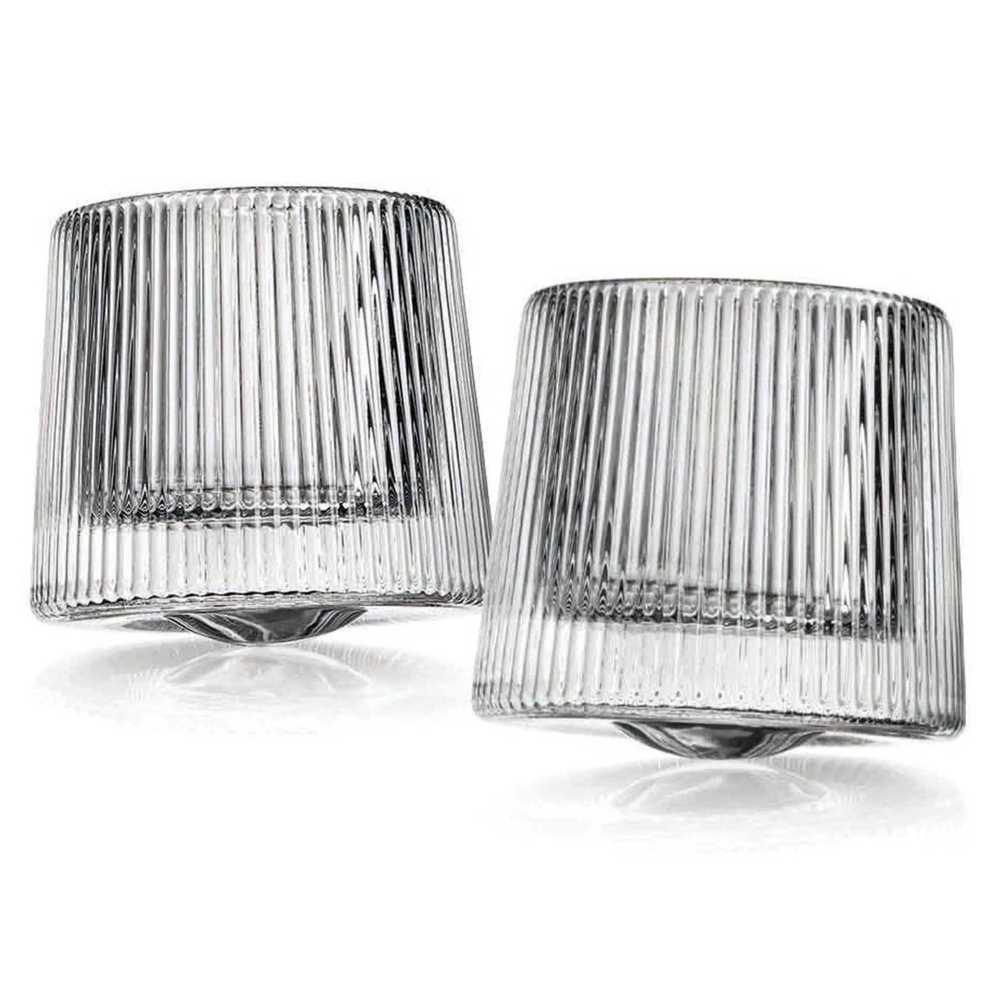 New Godinger Orbit Spinning Double Old Fashion Glass, Set of 2