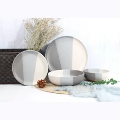 Best Godinger Piermont Grey 16 Piece Dinnerware Set, Service For 4