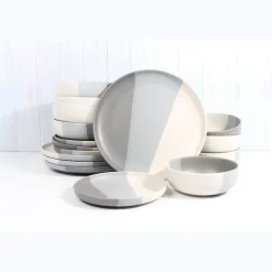 Best Godinger Piermont Grey 16 Piece Dinnerware Set, Service For 4