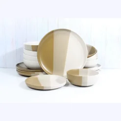 Sale Godinger Piermont Natural 16 Piece Dinnerware Set, Service For 4