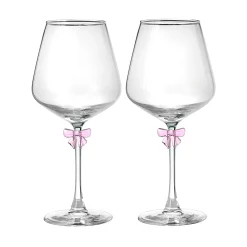 Clearance Godinger Pink Bow White Wine, Set of 2