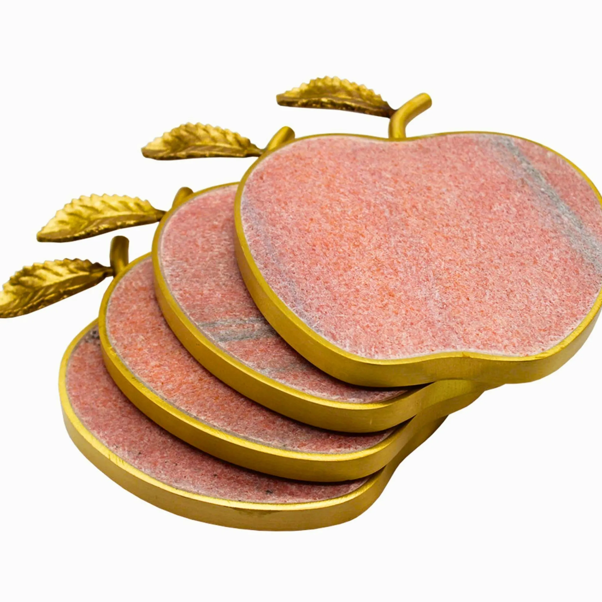 Hot Godinger Pink Marble Apple Coaster Set