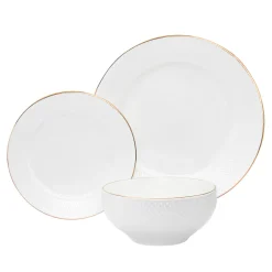 Online Godinger Pique Gold Rim Porcelain 18 Piece Dinnerware Set, Service For 6