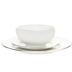 Online Godinger Pique Gold Rim Porcelain 18 Piece Dinnerware Set, Service For 6