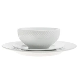 Sale Godinger Pique Plain Porcelain 16 Piece Dinnerware Set, Service for 4