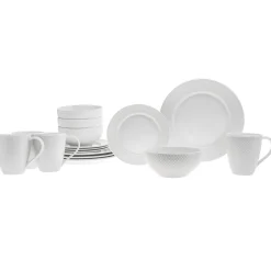 Sale Godinger Pique Plain Porcelain 16 Piece Dinnerware Set, Service for 4
