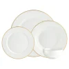 Discount Godinger Pique Porcelain Gold Rim 16 Piece Dinnerware Set, Service For 4