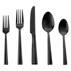 Godinger Plait Mirrored Black 18/0 Stainless Steel 20 Piece Flatware Set, Service For 4