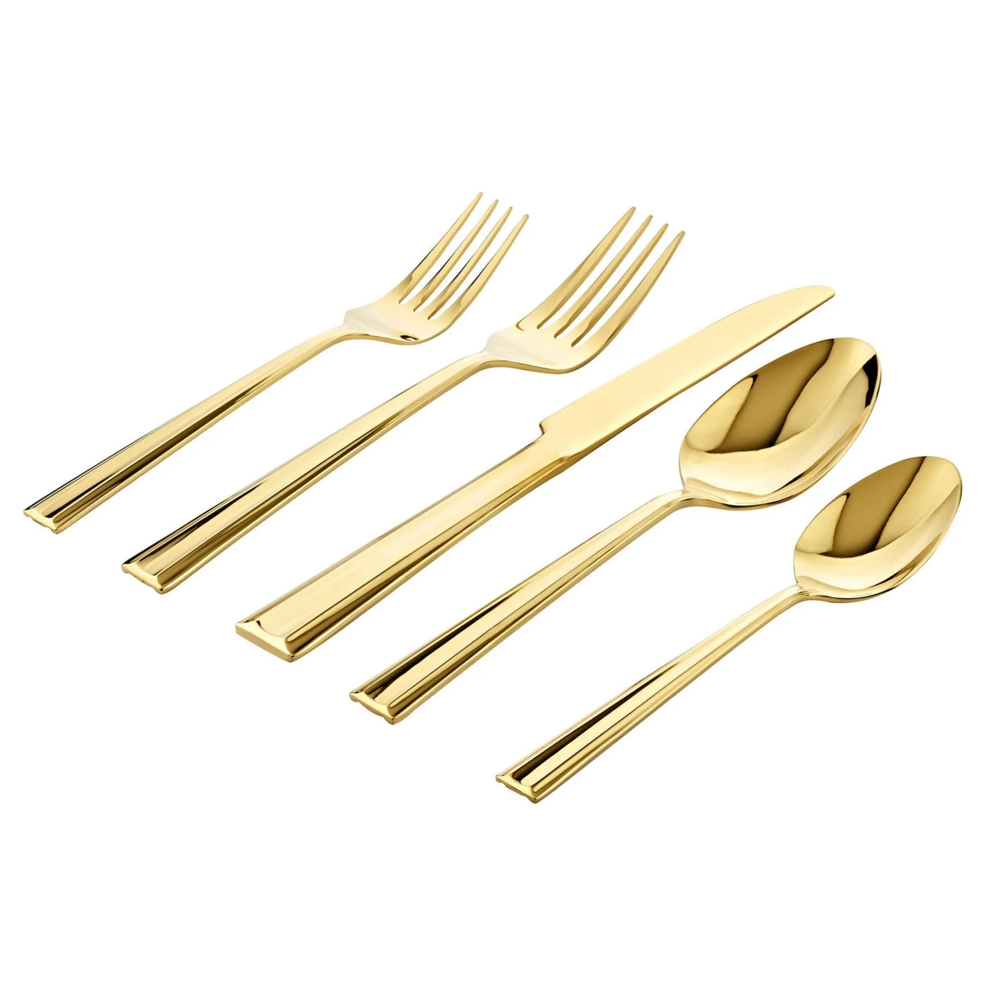 Clearance Godinger Plait Mirror Gold 18/0 Stainless Steel 20 Piece Flatware Set, Service For 4