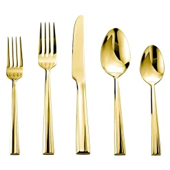 Clearance Godinger Plait Mirror Gold 18/0 Stainless Steel 20 Piece Flatware Set, Service For 4
