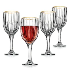 Online Godinger Pleat Gold Rim Goblet, Set of 4