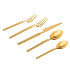 Discount Godinger Podium Matte Gold 18/10 Stainless Steel 20 Piece Flatware Set, Service For 4