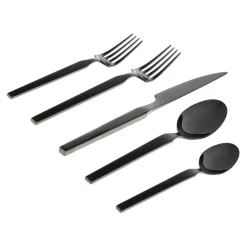 Best Godinger Podium Mirrored Black 18/10 Stainless Steel 20 Piece Flatware Set, Service For 4