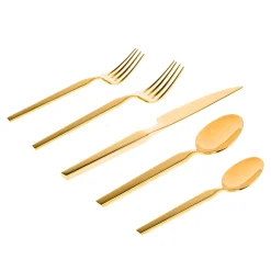 Sale Godinger Podium Mirrored Gold 18/10 Stainless Steel 20 Piece Flatware Set, Service For 4