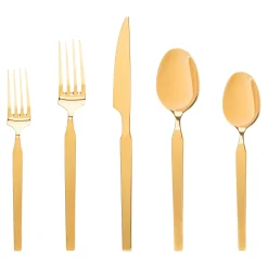 Sale Godinger Podium Mirrored Gold 18/10 Stainless Steel 20 Piece Flatware Set, Service For 4