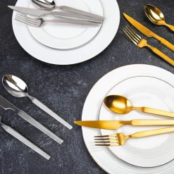 Sale Godinger Podium Mirrored Gold 18/10 Stainless Steel 20 Piece Flatware Set, Service For 4