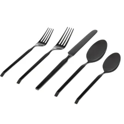 Clearance Godinger Ramp Mirrored Black 18/0 Stainless Steel 20 Piece Flatware Set, Service For 4