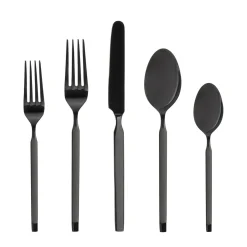 Clearance Godinger Ramp Mirrored Black 18/0 Stainless Steel 20 Piece Flatware Set, Service For 4