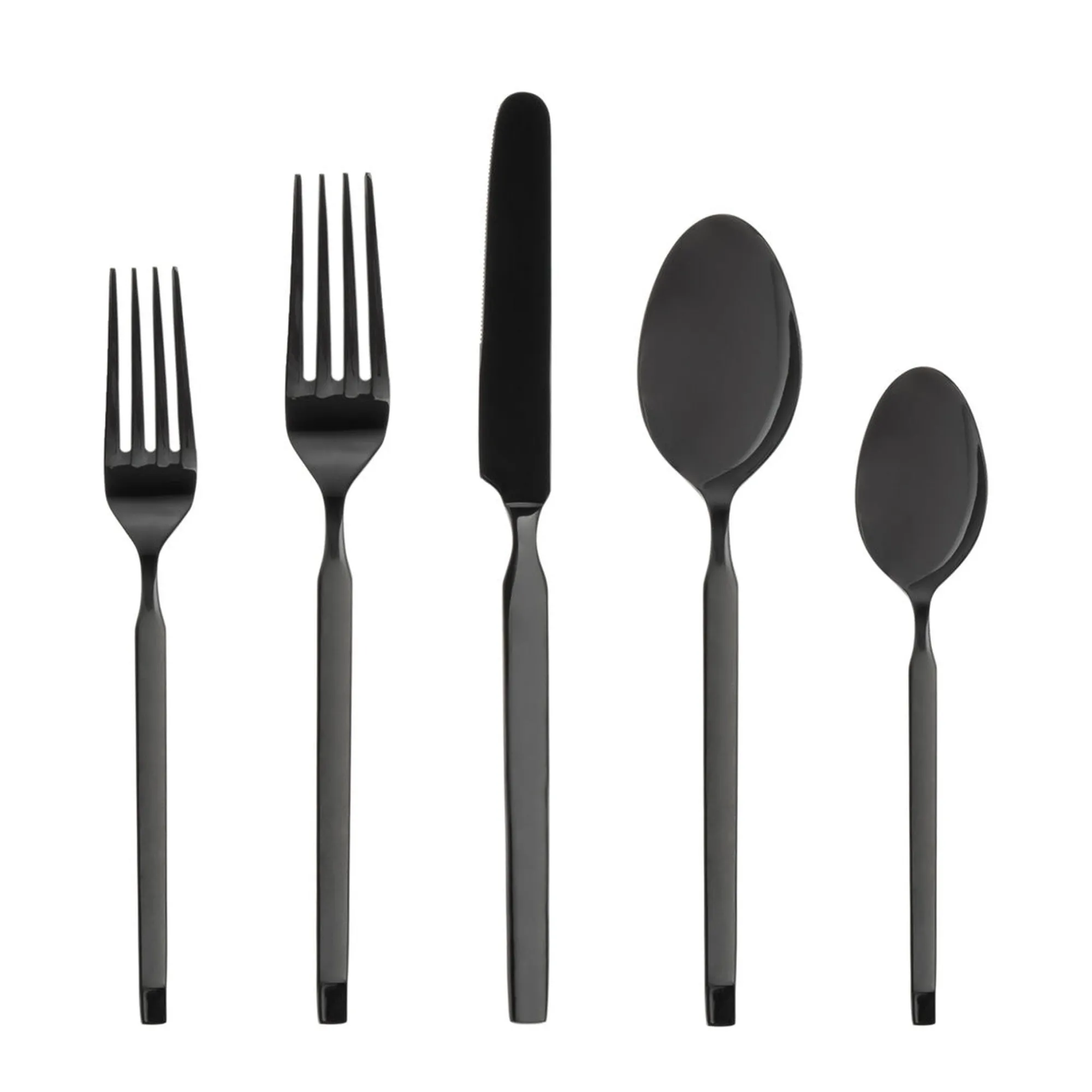 Clearance Godinger Ramp Mirrored Black 18/0 Stainless Steel 20 Piece Flatware Set, Service For 4