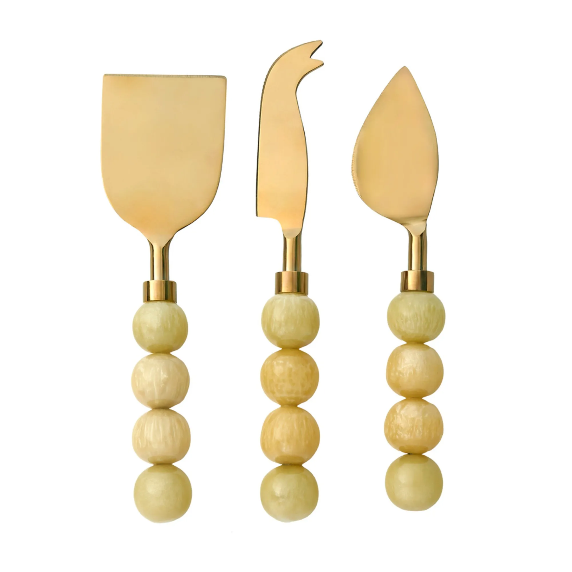 New Godinger Rathlin Butter Yellow 3 Piece Cheese Tool Set