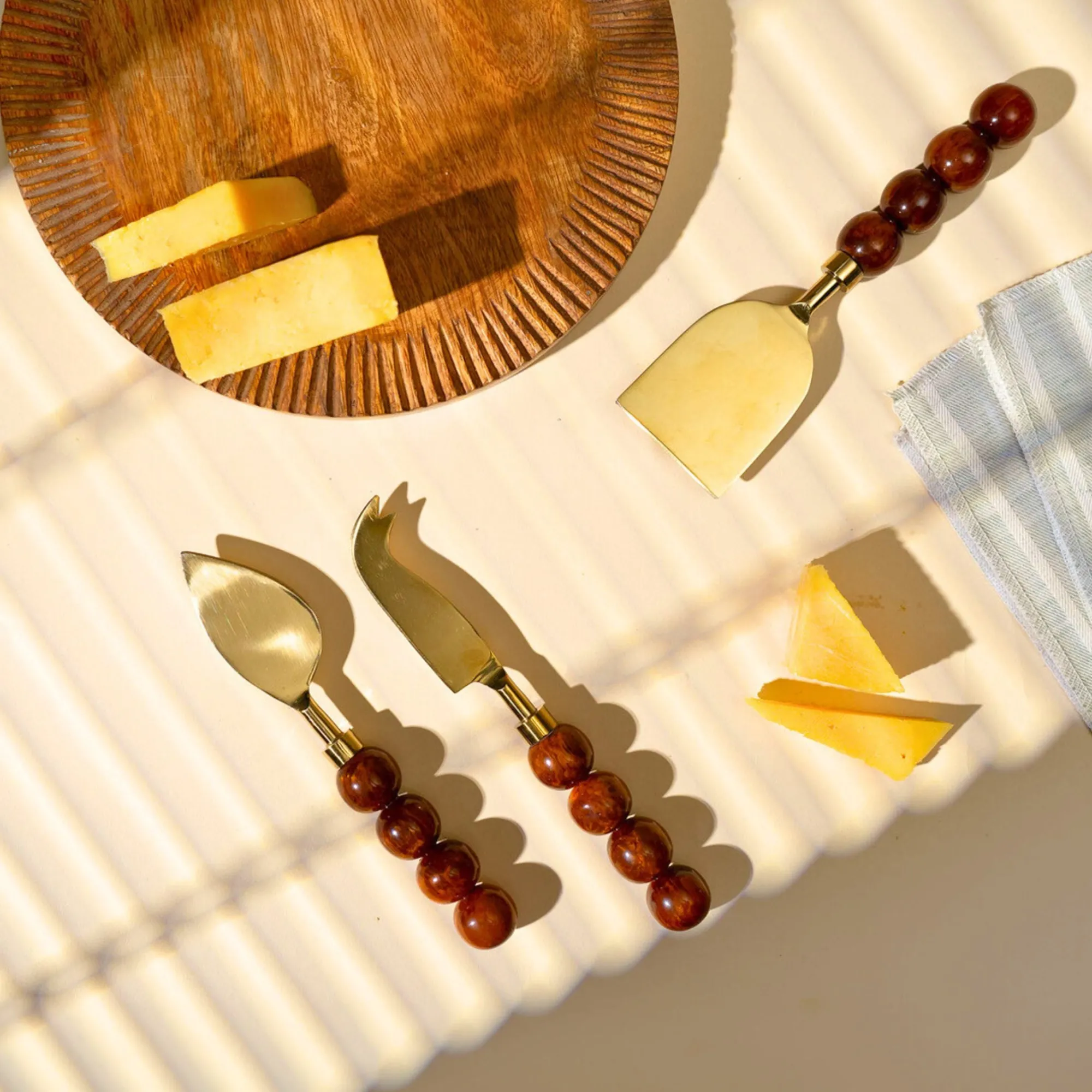 New Godinger Rathlin Caramel 3 Piece Cheese Tool Set