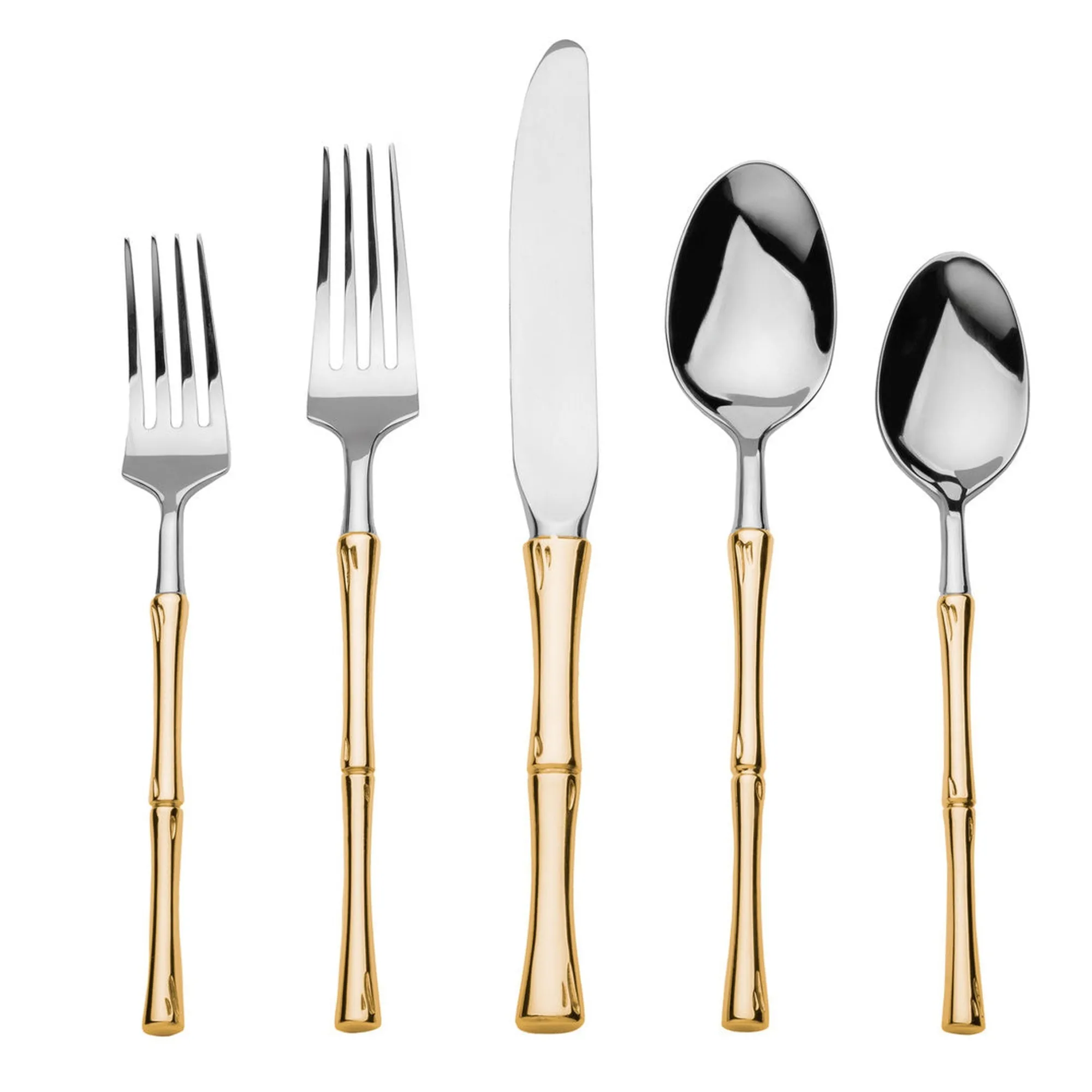 Best Godinger Rattan Mirrored Accented Gold 18/10 Stainless Steel 20 Piece Flatware Set, Service For 4
